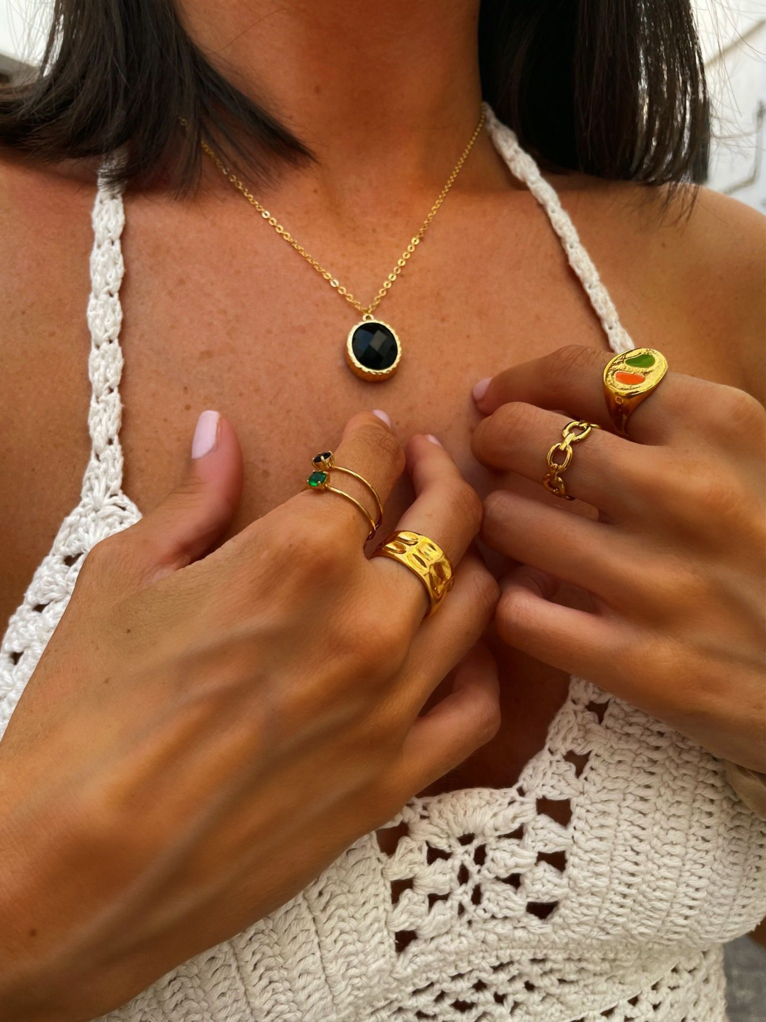 Collar La Castell y anillos Pola, Tossa, S'Alguer y Escala. 