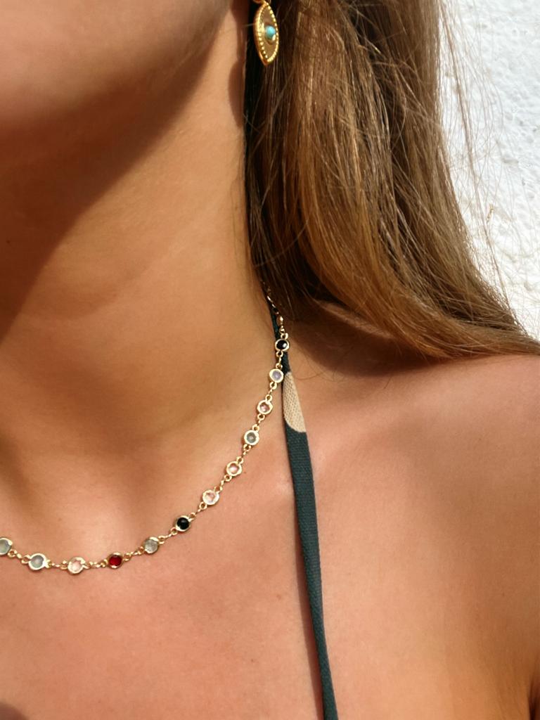 Collar Les Formigues colores bañado en oro 