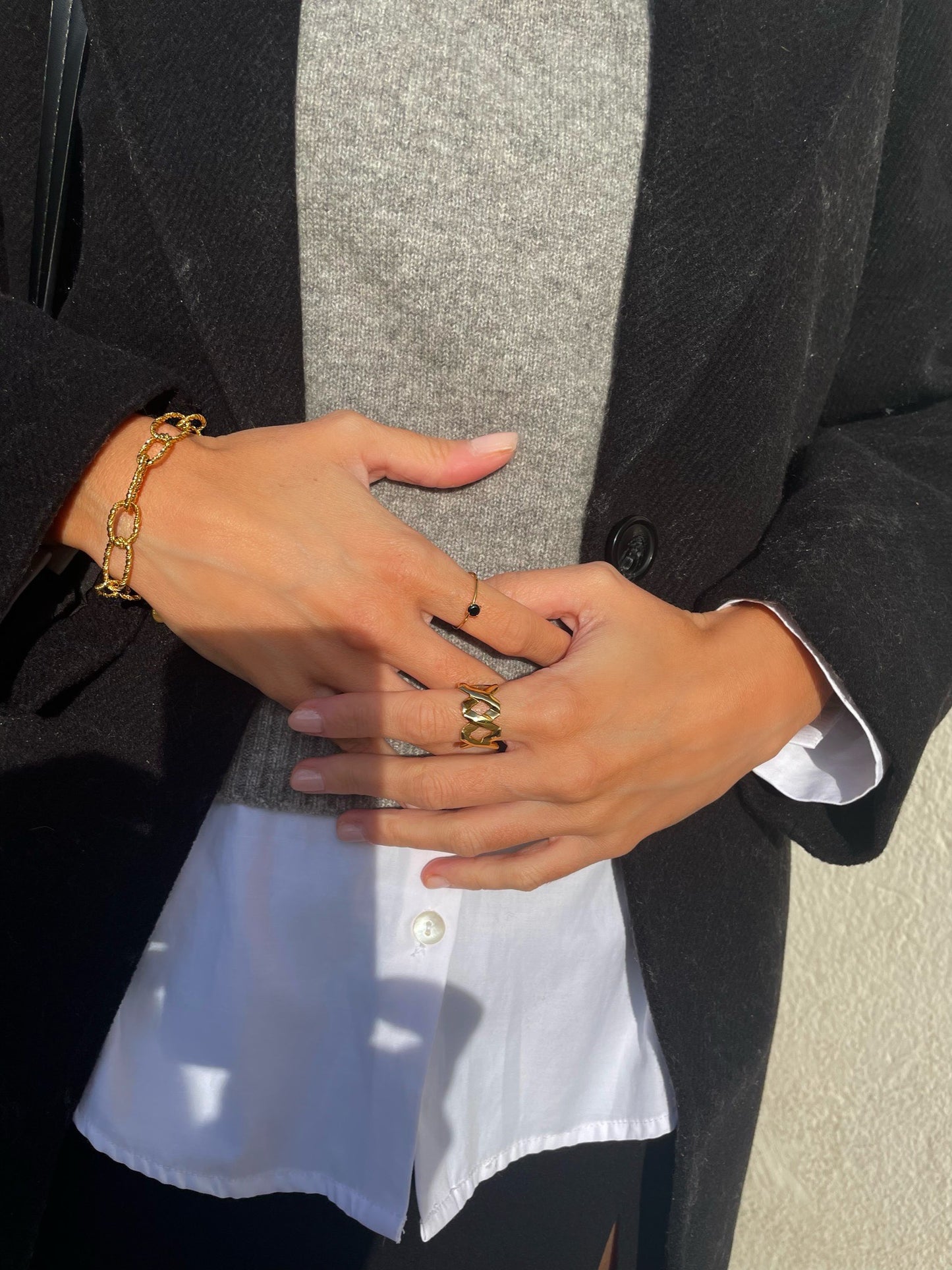 Pulsera Begur y anillos Gola del Ter y Pola de acero inoxidable. 